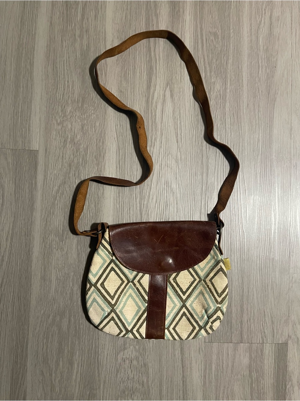 JOYN Brown Leather-Trim Geometric Crossbody Bag